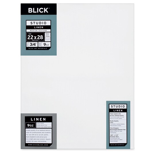 Blick; Blick Studio Linen Stretched Canvas - 22" x 28", Traditional 3/4" Profile; Category:Stretched Canvas; Image:1